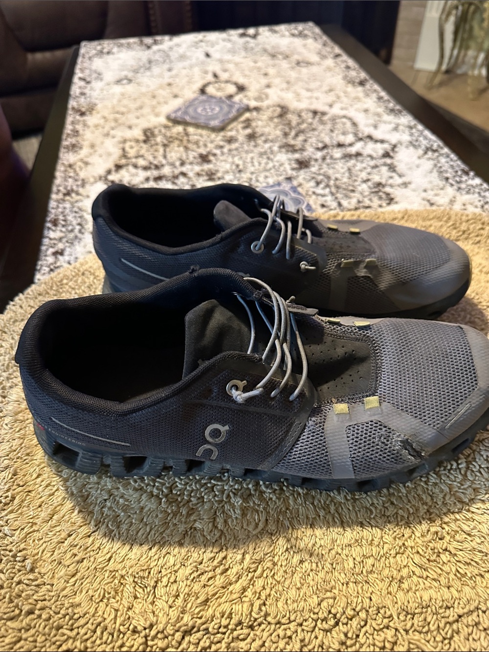 On CLOUD Men's Trail Sneakers in Black and Gray
